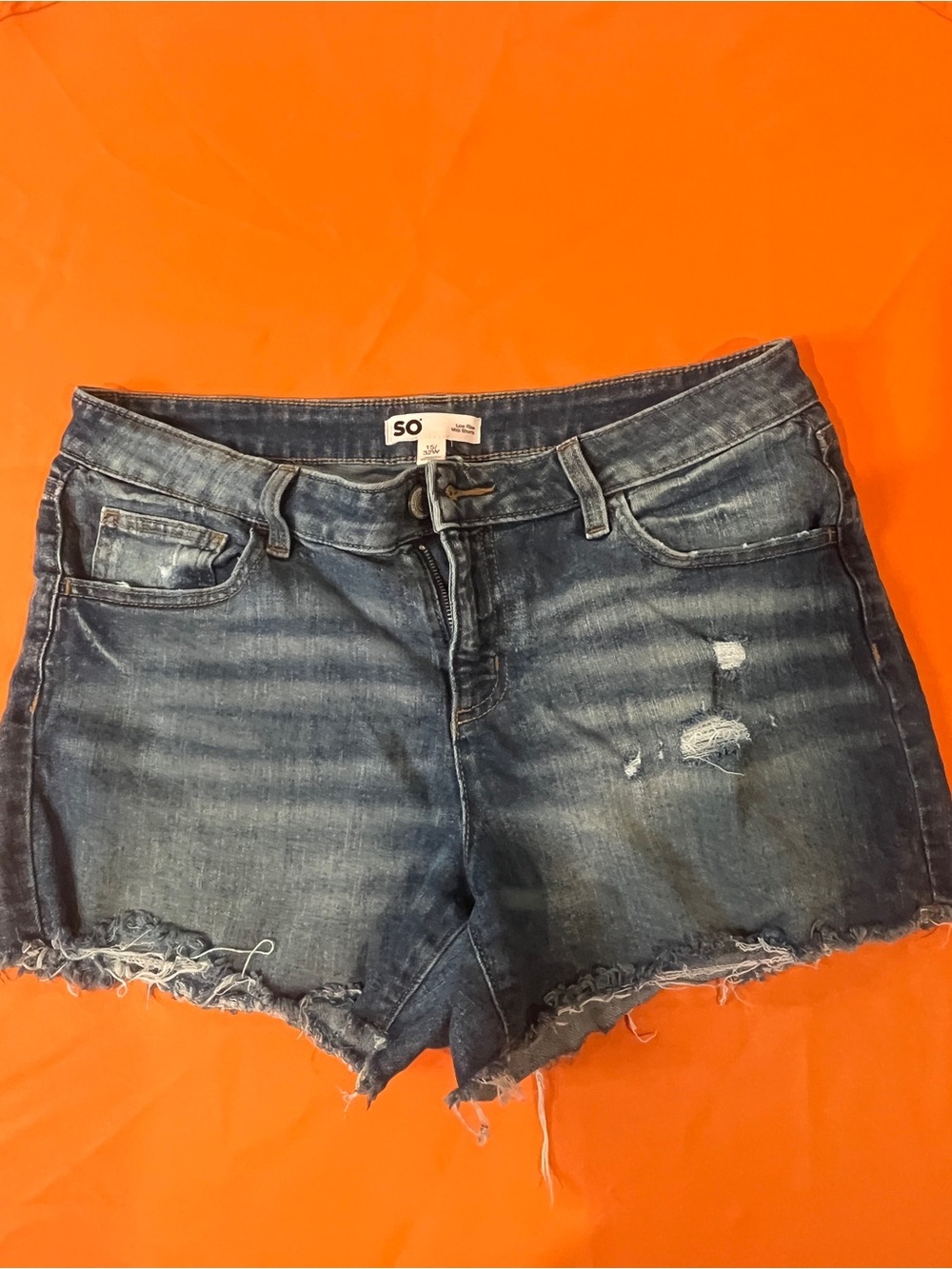 SO Faded Blue Distressed Denim Cutoff Shorts - Picture 2 of 13